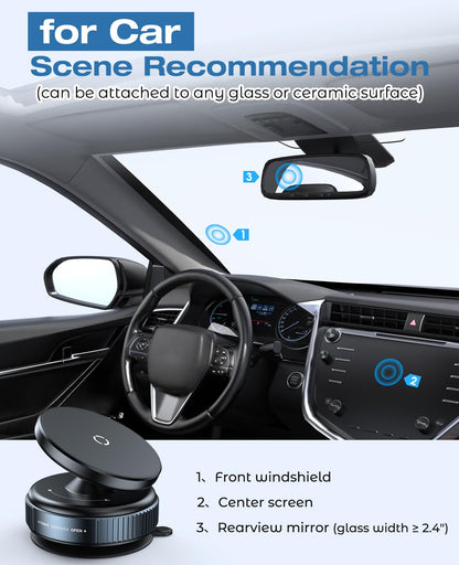 NIYEVN Upgraded 360° Adjustable Vacuum Magnetic Suction Cup Phone Mount, Hands-Free Suction Cup Phone Holder for Car/Gym/Mirror/Smooth Surface, Compatible with iPhone Android and All Smartphones