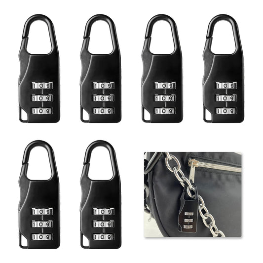 Pack of 6 Combination Lock Padlock Weatherproof, 3 Digit Suitcase Lock Combination Lock Mini Combination Lock Made of Zinc Alloy Combination Padlock for Travel Luggage Suitcase Backpack