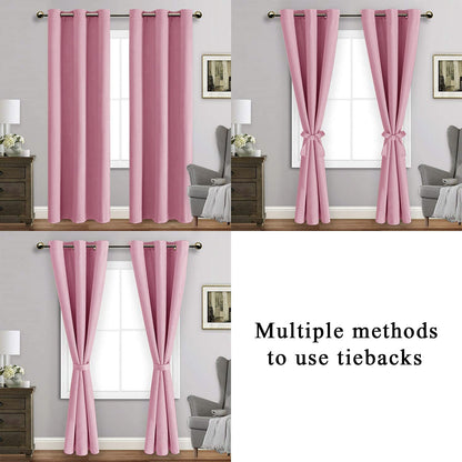 Blackout Curtains with Tiebacks - Thermal Insulated, Light Blocking and Noise Reducing Grommet Curtain Drapes for Bedroom and Living Room, Set of 2 Panels,