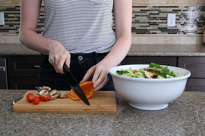 FOMQUAZLI Wooden Bamboo Chopping Cutting Board with Steel Handle Fruits, Vegetables, Fish, Chicken & Meat Cutting Pad for Kitchen Non-Slip Antibacterial Chopping Board (30 * 20CM)