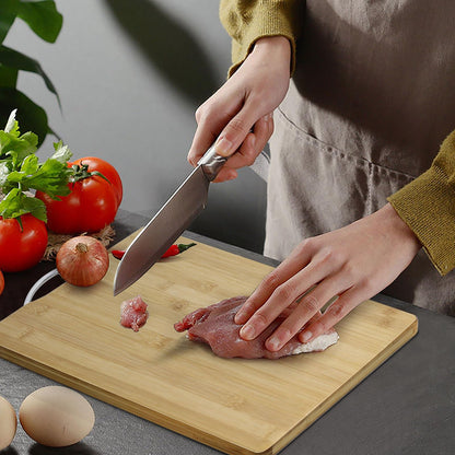 SKY-TOUCH Bamboo Wood Cutting Boards Set of 3, Small, Medium, Large,Set,Serving Board with Easy-Grip Handle,Non-Slip Wooden Double-Side Using for Meat, Cheese, Fruits & Bread