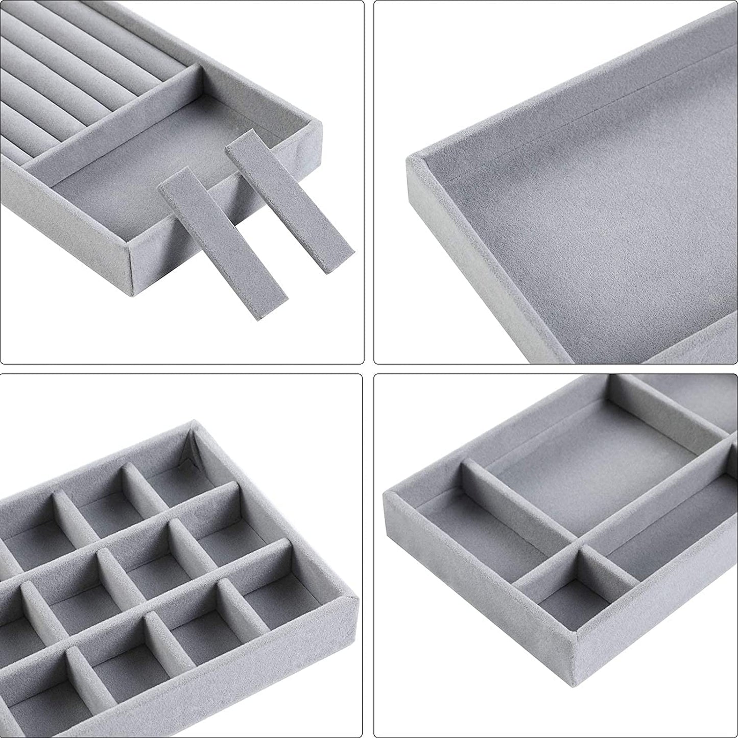 Jewelry Organizer Set of 4 Trays Organizer for Rings, Tools and Cosmetics