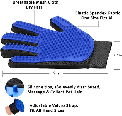 Pet Grooming Glove for Dogs and Cats, 1-Pack Right-Hand Silicone Deshedding Mitt with Five-Finger Design, Bathing and Brushing Tool, Machine Washable
