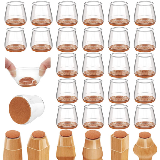 24Pcs Silicone Chair Leg Floor Protectors, Felt Furniture Pads for Hardwood Floors, Rubber Chair Leg Protectors for Hardwood Floors, Chair Leg Caps Chair Leg Covers for Wooden Floors(Clear, Large)