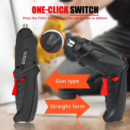 4.2 V Cordless Screwdriver, 3.5 Nm Small Cordless Screwdriver Set with 47-Piece Accessories (LED Light, USB Charging Cable and Case), Mini Electric Battery Screwdriver, Black Battery Drill for Screws,