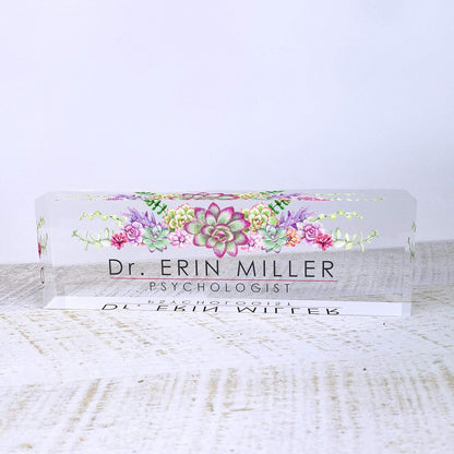 Best Media, Personalized Name Plate for Desks (20x3x6 cm), Custom Desk Name Plate with Name and Credentials, Office Desk Decor