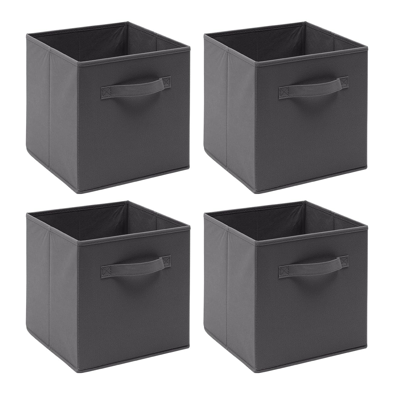 SWETHT Foldable Fabric Storage Cube Organiser Bins, Collapsible Basket with Handles For Home, Kids Baby Nursery Room, Closet Toys Organisation, 26.5 x 26.5x 28 cm (Dark Grey, Set of 4)