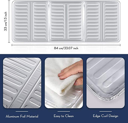 COOLBABY 2 Pcs Gas Stove Protector, 3 Sides Oil Splash Guard, Non Stick Aluminum Folding Cooking Oil Splash Guard for Cooking, Silver