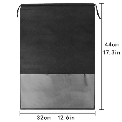 DWTECH 15 Pieces Travel Shoe Bag for Men and Women, Large Non-Woven Drawstring Shoes Storage Bags with Transparent Slot for Ladys, Black, 44cm x 32 cm/ 17.3 inch x 12.6 inch