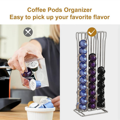 MuHadJiya Coffee Pod Holder for Nespresso Pod Dispenser Pod Rack Coffee Capsule Holders Coffee Station Organizer Metal Coffee Pods Storage Stand Rack for Capsule Holder for 60 Capsule