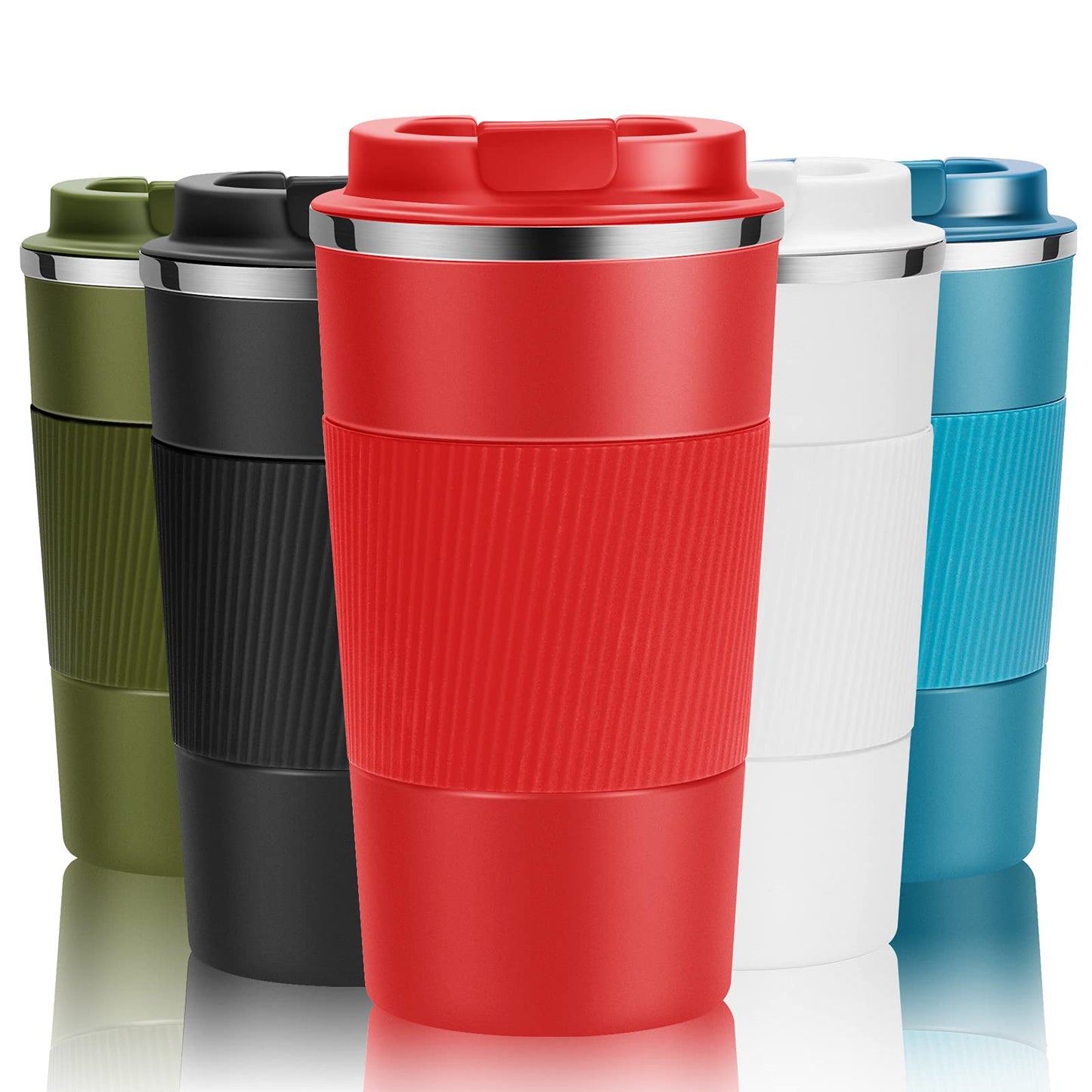 Reusable Travel Coffee Mug 510ml, Double-Walled Insulated Stainless Steel Cup with Leakproof Lid, Eco-Friendly Portable Tumbler for Hot and Cold Drinks, BPA-Free