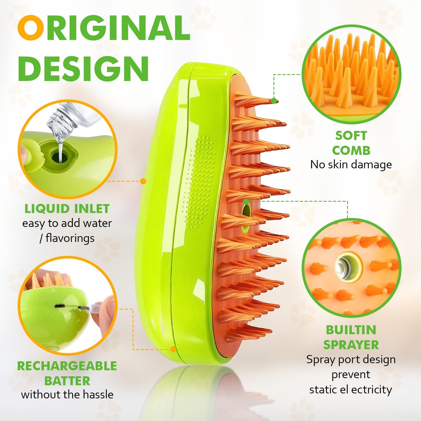 chimoo Cat Brush with Steam, 3-in-1 Steam Brush Cat Green Steamy Brush Cat Steam Brush for Cats with Spray Cat Brush with Water Cats Steam Brush Care Brush for Cats and Dogs for Hair Removal