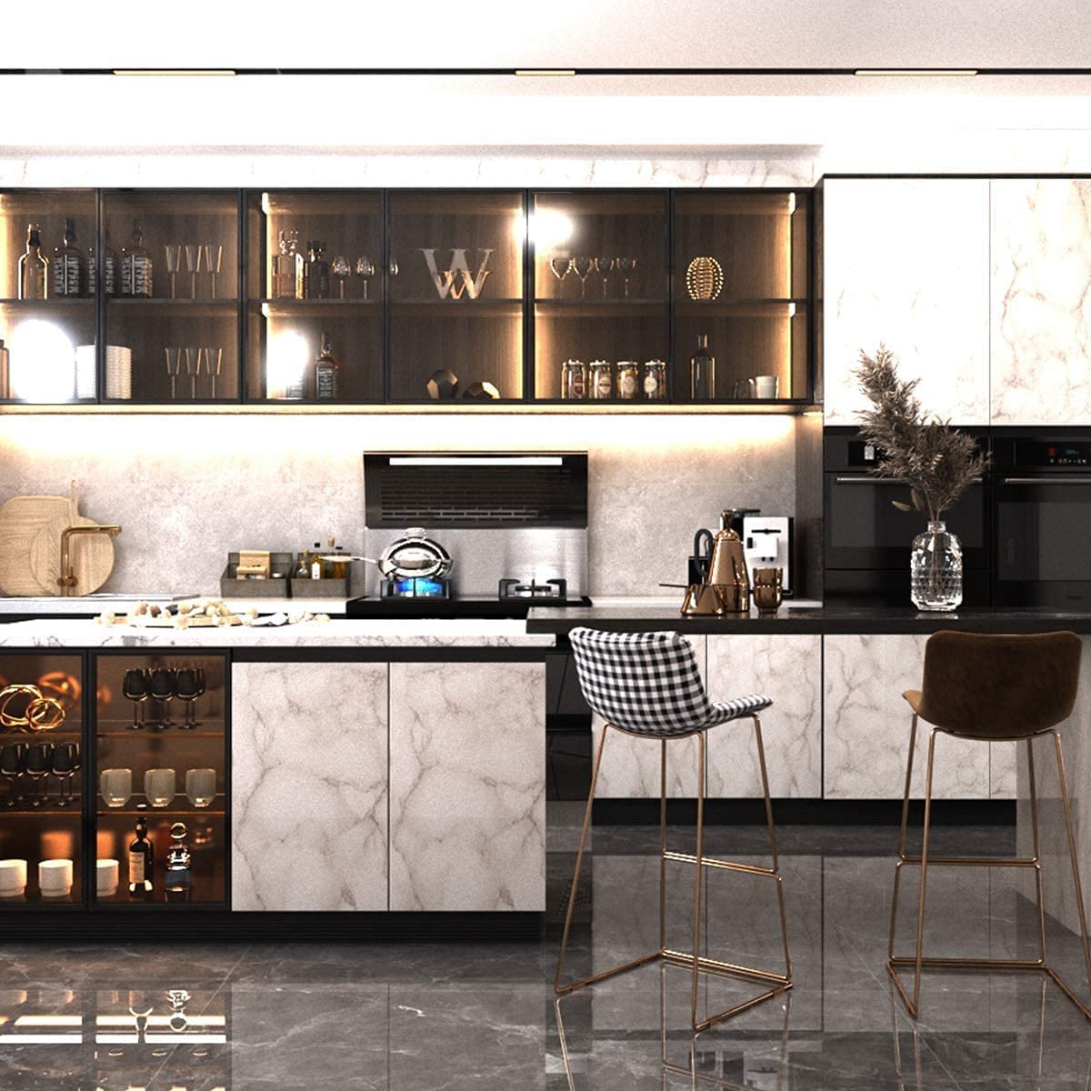 OM AKSHAR White Marble PVC Wallpapers for Walls,Waterproof Wallpaper for Living Room and Big Size self Adhesive Stickers Removable Wall Stickers(White Marble 60 * 500CM)