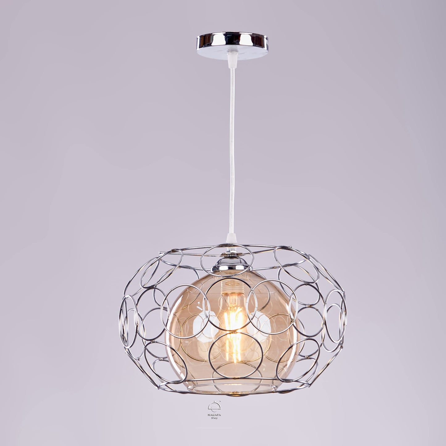 Nagafa Shop, Aluminum Silver Ball Modern Ceiling Pendant Light, 1 Lamp,