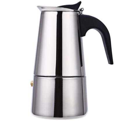 Espresso Maker Moka Pot 4 Cup (200ml) for Gas or Electric Stovetops, 304 Stainless Steel Espresso Maker, Suitable for Espresso, Cappuccino, Latte, Silver