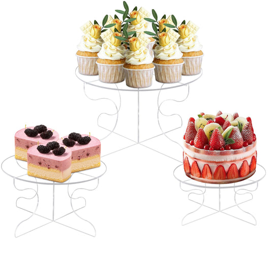 Acrylic Cake Stand Set, Clear Round Display Pedestals, 20, 25, 30 CM, Durable and Lightweight Design, Cupcake and Dessert Holder for Wedding, Party, and Birthday Table Decoration