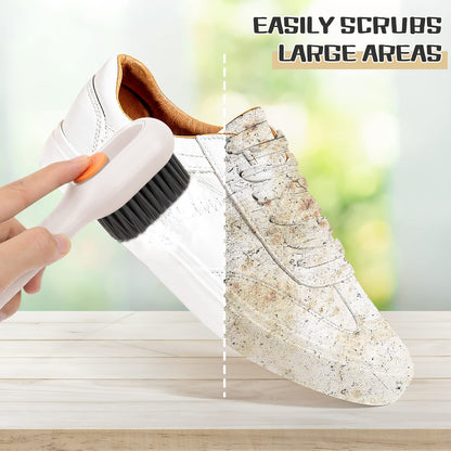 Zoomarlous Shoe brush with soft bristles, multifunctional household brush with liquid box, shoe brush with detergent dispenser, cleaning brush for shoes clothes (white)