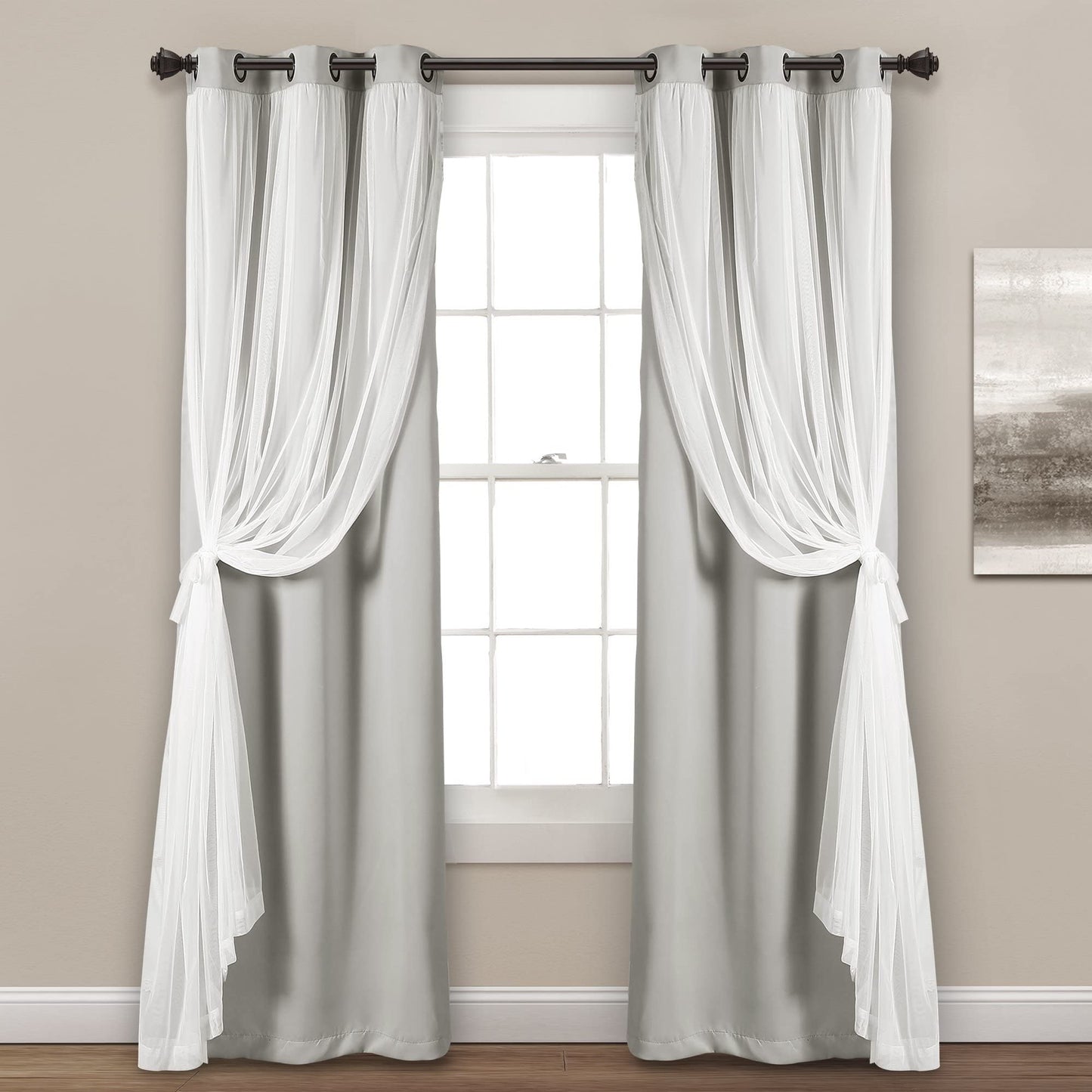 Voile Sheer Panel Pair with Insulated Blackout Room Dark,Rich steel Grommet, Set of 1 Panel