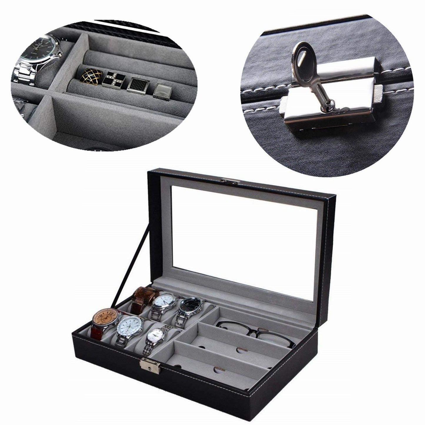 Jewelry Storage Box Watch Box Organizor with Drawer Leather Case for Watch Jewelry Display