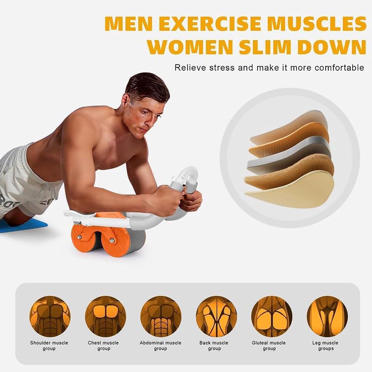 Crotomak Abs Roller Wheel Workout Automatic Rebound With Elbow Support 2 In 1 Abdominal Wheel, Abs Workout Wheel For Men & Women, Dynamic Core Trainer Plank Exercise Roller with Timer & Phone Stand