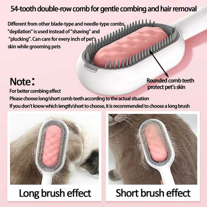 PEEOED Pet Cleaning Hair Removal Comb, Universal Knot Remover for Pets, Portable Multifunctional Pet Cleaning Brush, Massage Care Comb for Sensitive Cats & Dogs (Short, Pink)