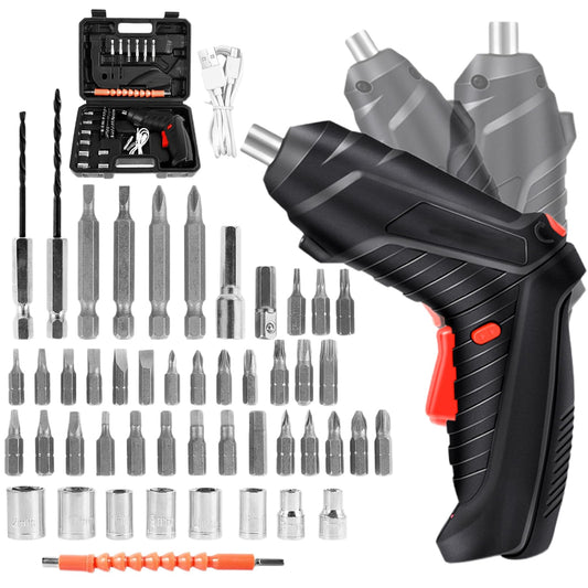 OHVBAEON Electric Drill Screwdriver, 3.6V Rechargeable Electric Screwdriver 47 in 1 Portable Cordless Screwdriver Set,90° Rotation Handle with Toolbox USB Cable LED Light for Home Office DIY Tools