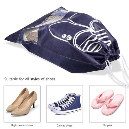Yosemy 12 Waterproof Shoe Bag, Dustproof Shoe Bag, Travel Shoe Bag, Dark Blue Fabric Bag with Drawstring, Travel Storage Bag, Organiser for Travel at Home