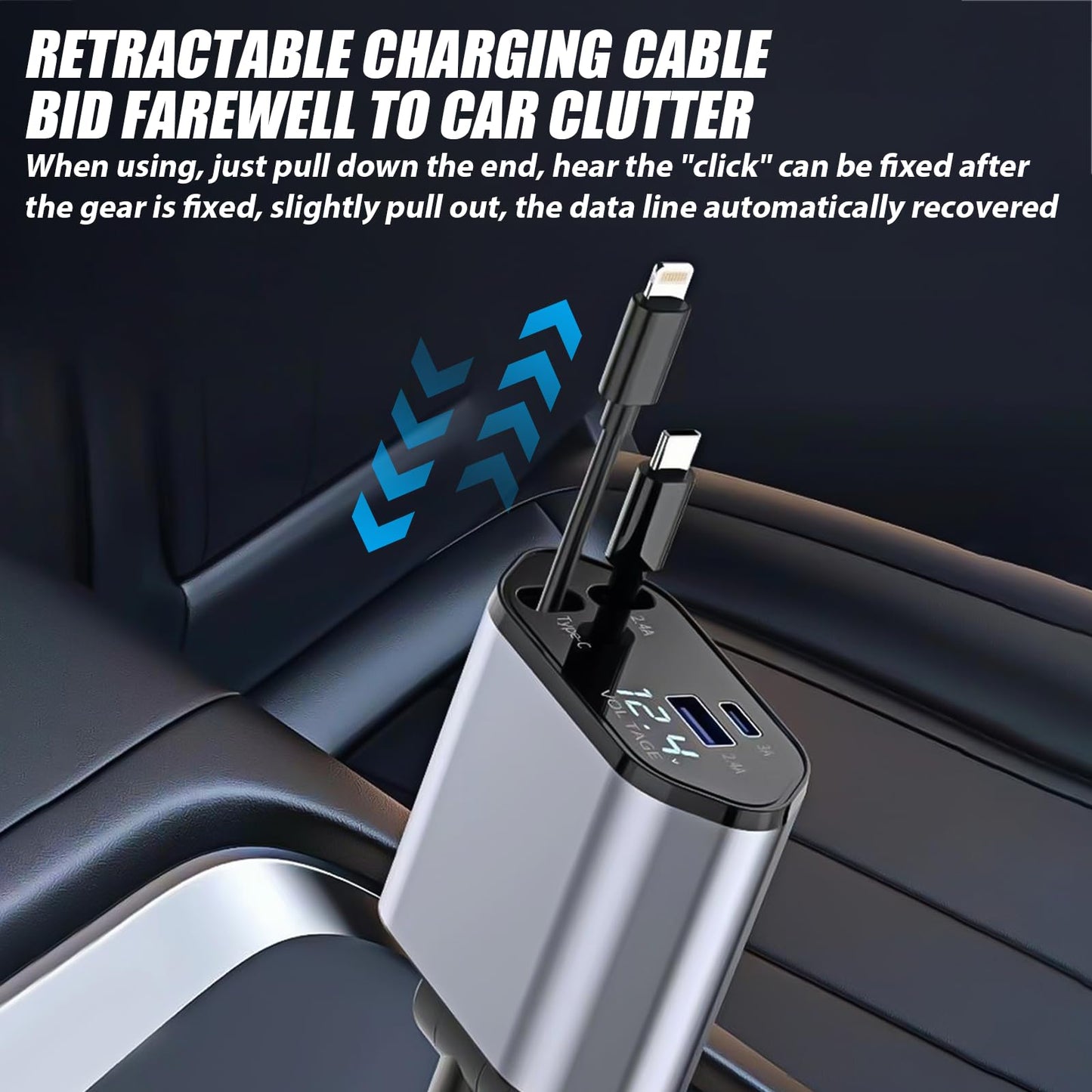 Retractable Car Charger, 120 W Retractable Cigarette Lighter, Car Charger Cigarette Lighter, Car Plug