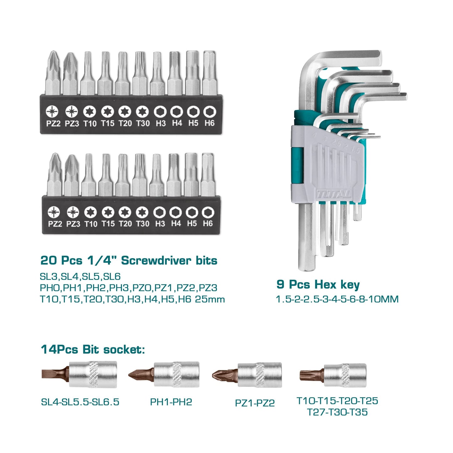 TOTAL 100 Pcs Tools Set