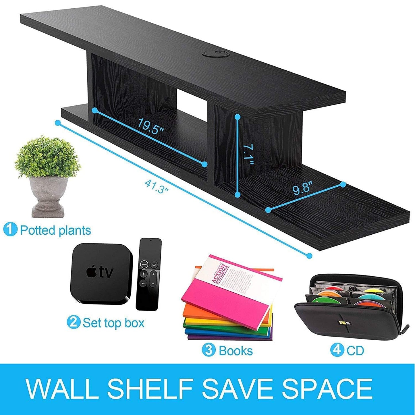 TV Table Unit in Black, Modern Entertainment Center with Sleek Design, Media Console for Living Room, TV Stand with Storage for Media Devices and Decor