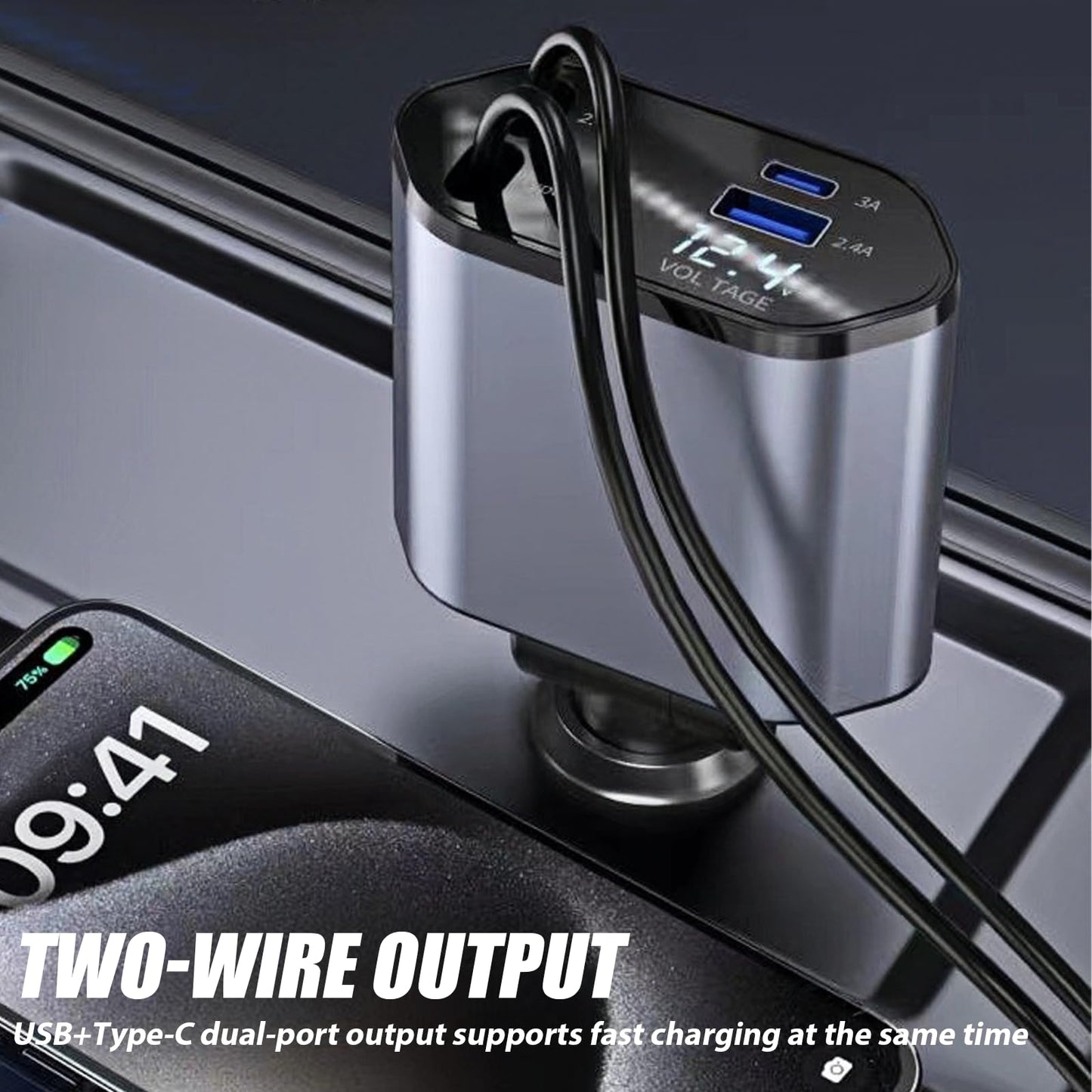 Retractable Car Charger, 120 W Retractable Cigarette Lighter, Car Charger Cigarette Lighter, Car Plug