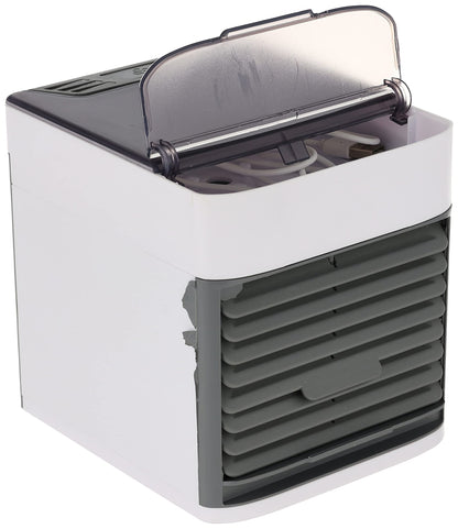 Personal Air Cooler, Portable Air Conditioner, Humidifier, Purifier, Aroma Diffuser 4 IN 1 Evaporation Cooler with 3 Speed, Mini Cooling Desktop Fan for Camping Tent, Office