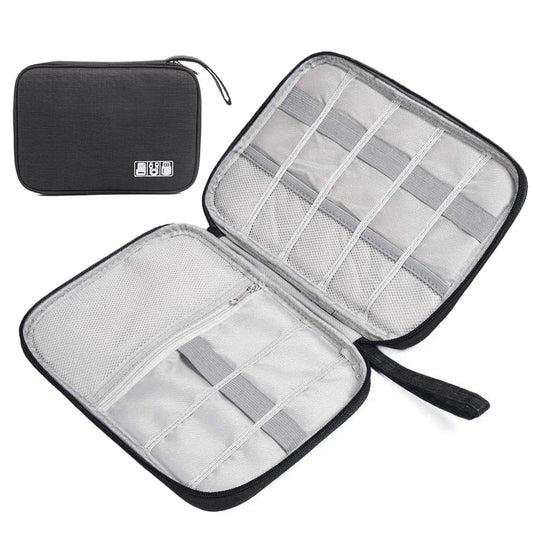 Cable Organiser - Black Electronics Accessories Organizer, Universal Carry Travel Gadget Bag, Waterproof Travel Cable Bag for Chargers, USB Drive, SD Card, Power Bank and Hard Disk, No, no