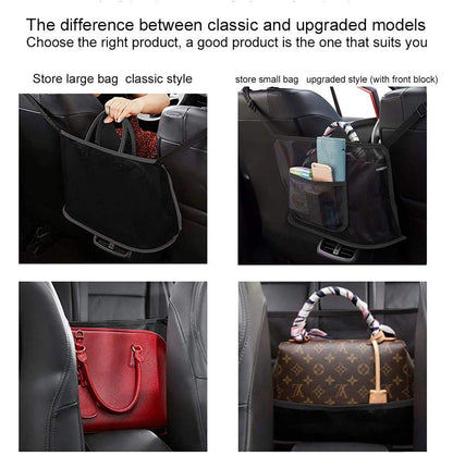YCAXZSH Car Handbag Holder Between Seats,Driver Storage Netting Pouch for Purse & Pocket,Seat Back Net Bag Barrier of Backseat Pet Kids,Cargo Tissue Holder (B)
