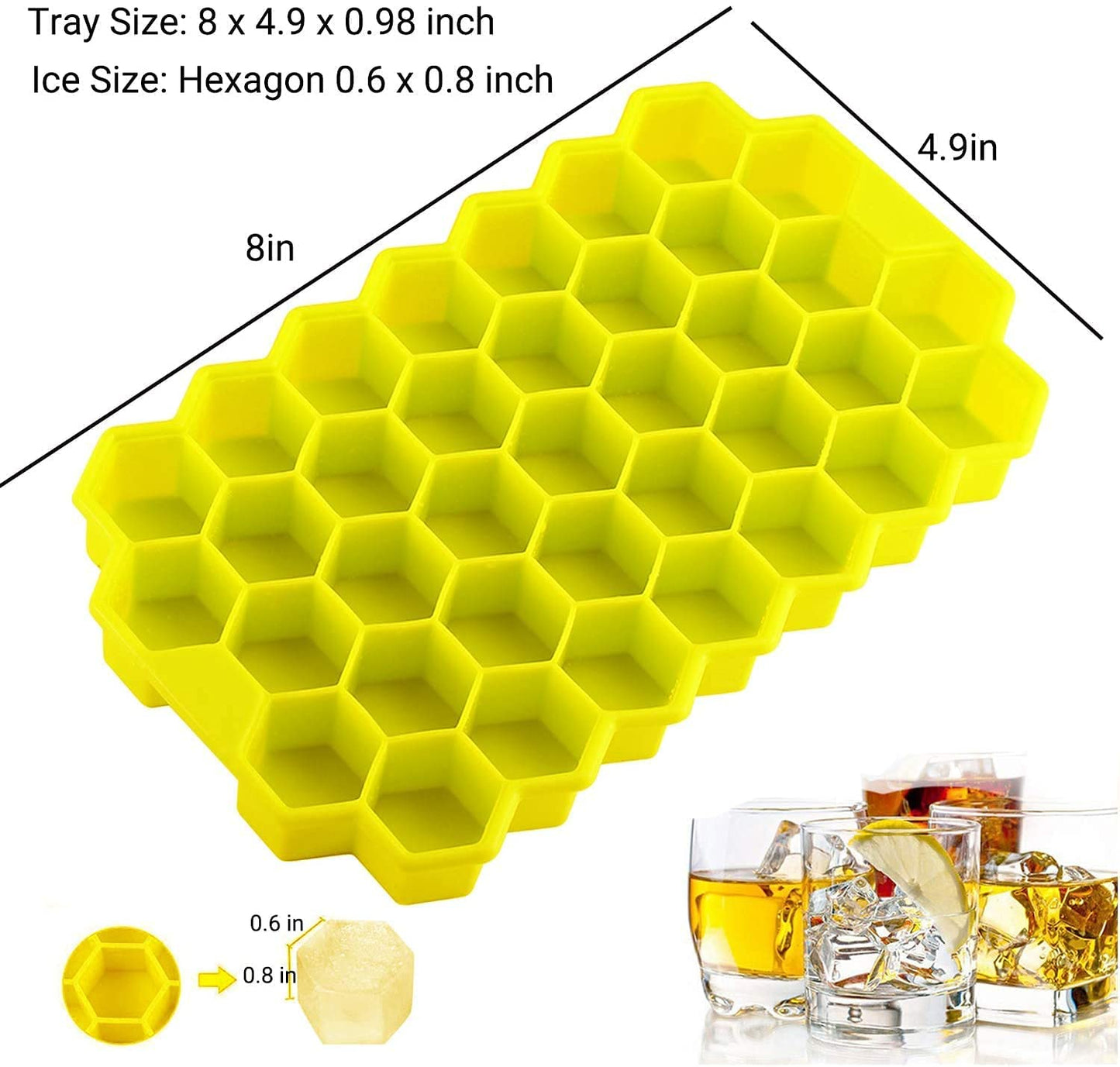 WIDERZONE Ice Cube Tray for Freezer Flexible Silicone Honeycomb Design 37 Cavity Ice Cube Tray Ice Cube Box for Home Ice Cubes Silicon Trays