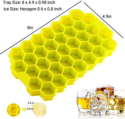 WIDERZONE Ice Cube Tray for Freezer Flexible Silicone Honeycomb Design 37 Cavity Ice Cube Tray Ice Cube Box for Home Ice Cubes Silicon Trays