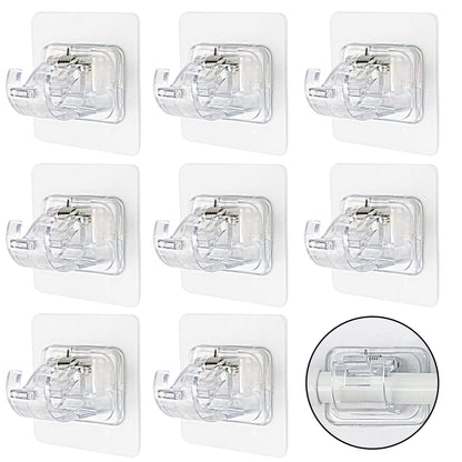 MaoLimoes Self-Adhesive Curtain Rod Bracket, 8 Pack No Drill Curtain Rod Brackets, 3M Nail Free Drapery Hook Holders, Curtain Pole Wall Brackets, Towel Rod Hooks for Bathroom Kitchen Home