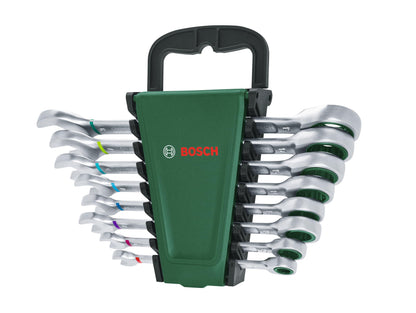 Bosch Wrenches/Ratchet Combination Wrench Set 8-Piece (Top Performance and Ultimate Convenience with Spanner Combination Set; Ideal-Quality and Rust-Resistant; Colour-Coded Size Indication)