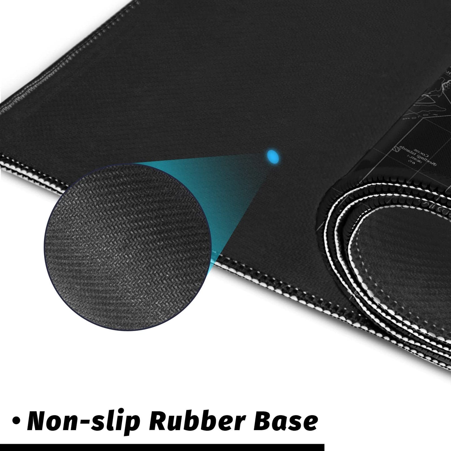 SABAN Gaming Mouse Mat World Map, XXL Mouse Mat Large 900 x 400 mm Table Mat Large Size Multifunctional Non-Slip Desk Mat Improves Precision and Speed - Black