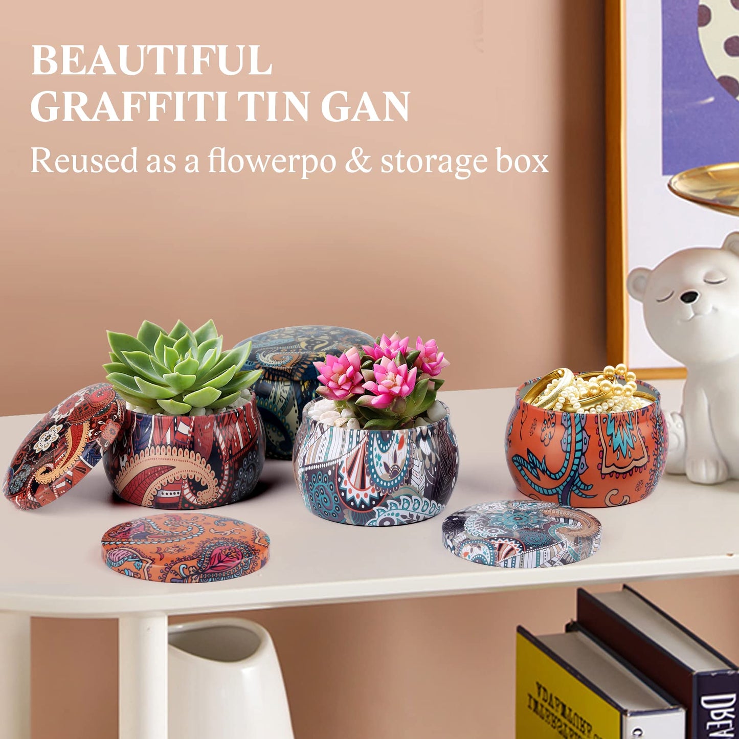 Tobeape® Scented Candles Gift Set, 4 Cans Natural Soy Wax 4.4 oz Portable Tin Candles Women Gift with Stress Relief and Aromatherapy for Holiday Gifts, Bathing, Home Decoration