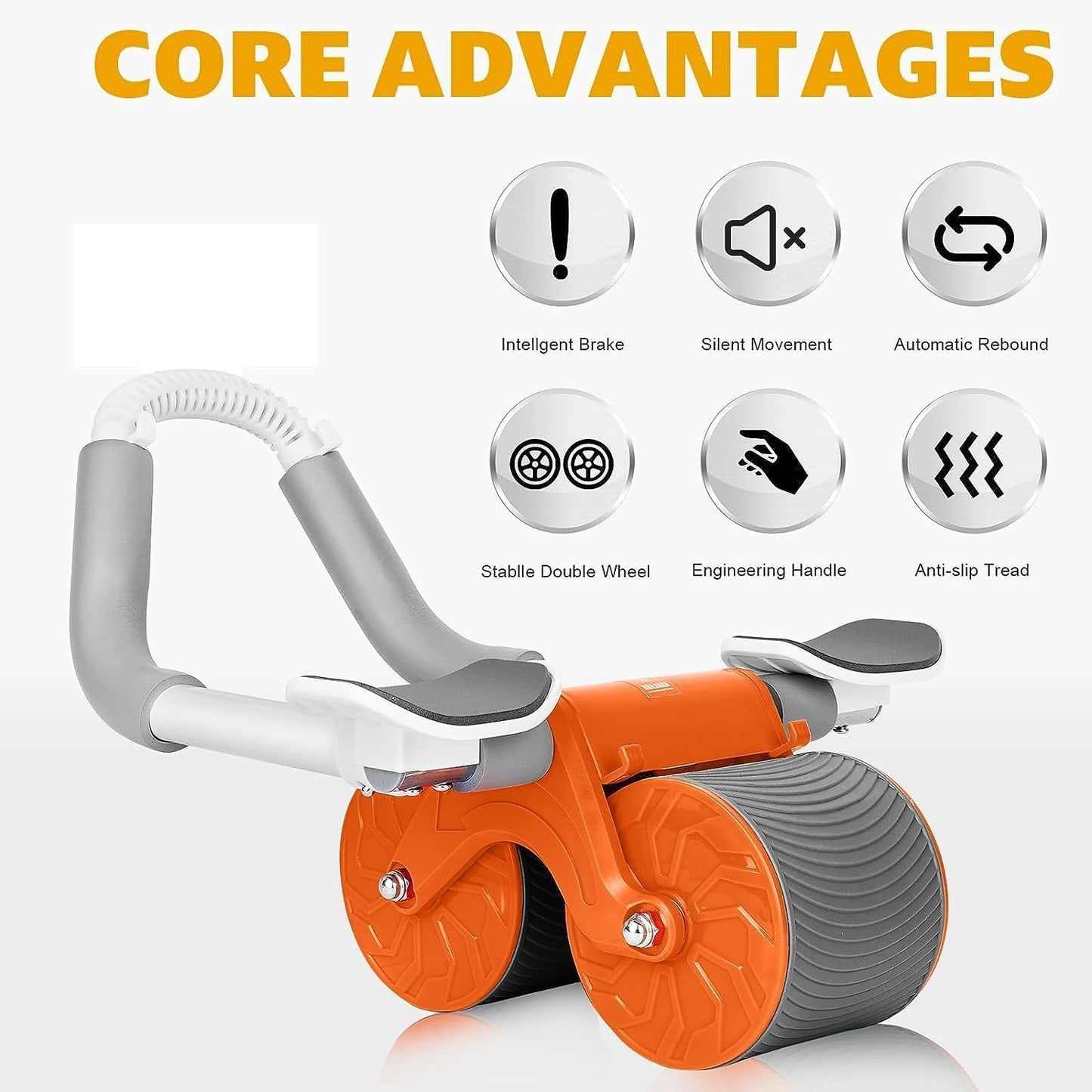 Crotomak Abs Roller Wheel Workout Automatic Rebound With Elbow Support 2 In 1 Abdominal Wheel, Abs Workout Wheel For Men & Women, Dynamic Core Trainer Plank Exercise Roller with Timer & Phone Stand