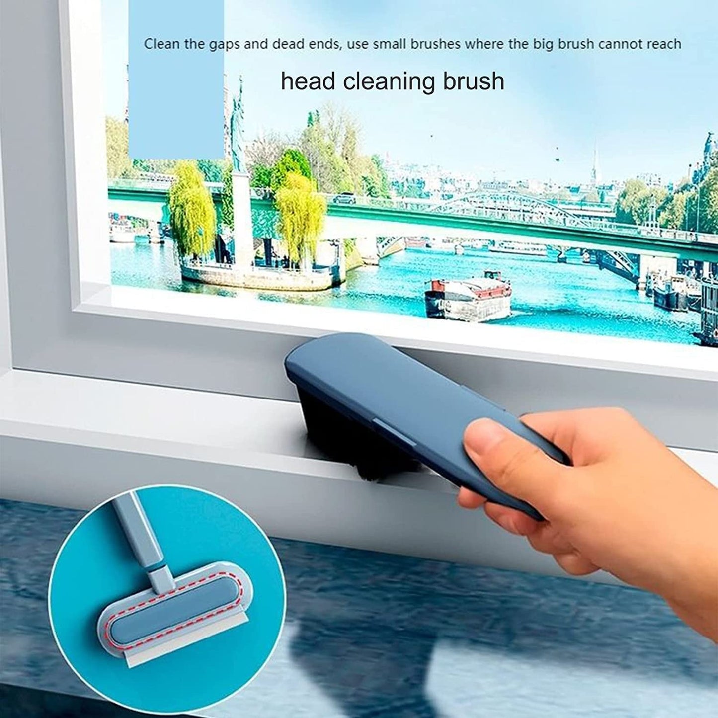 P M H Screen Brush Mesh Cleaning Brush & Wiper with Extended Handle Window Cleaning Brush Net Cleaner Double-Sided Window Cleaner Window Mesh Cleaner (03)