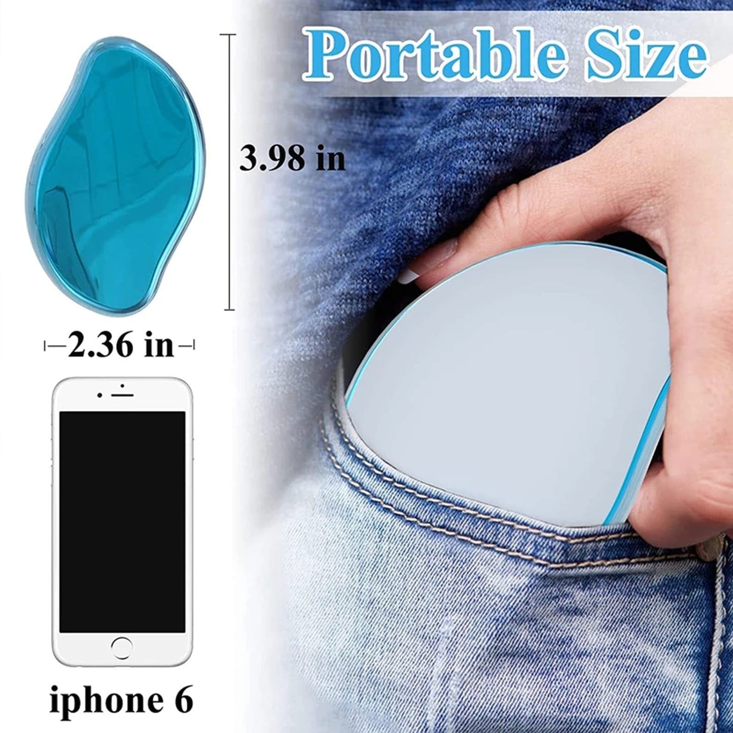 Crystal hair eraser, bleame crystal crystal hair eraser, painless magic crystal epilator, for men and women, hair removal eraser exfoliating tool, for arms, back, any area (blue)