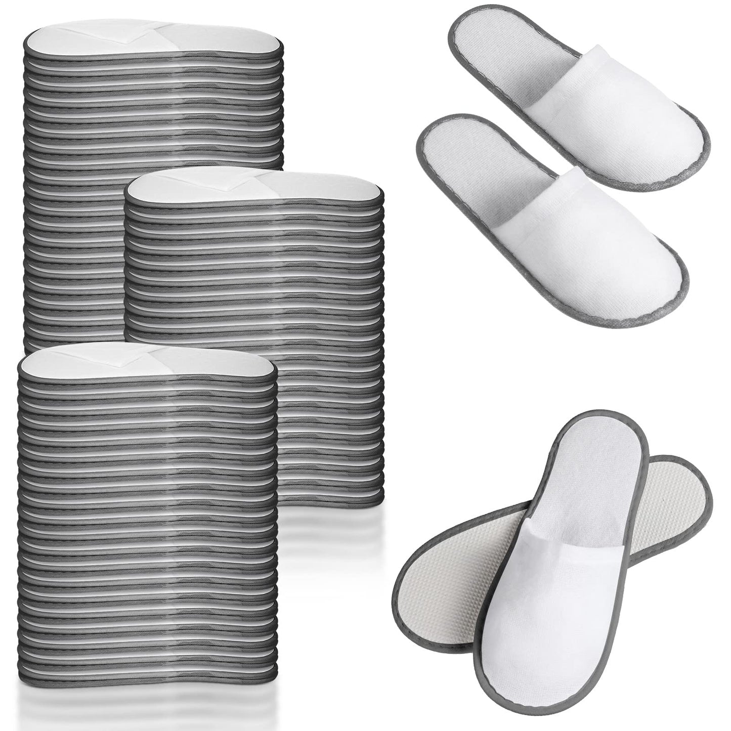 INtex HOME Non Slip Hotel Slippers - Disposable Spa Slippers with Anti-Slip Sole Comfortable and Hygienic Guest Slippers for Hotel Spa and Travel - 2 Pairs, One Size