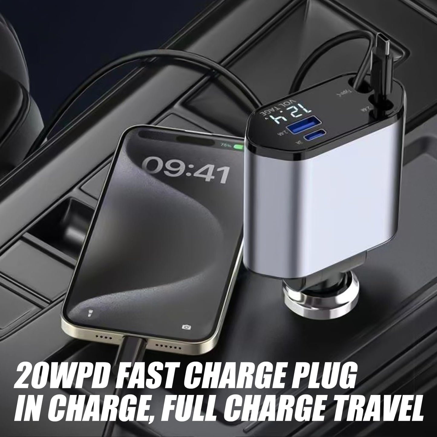 Retractable Car Charger, 120 W Retractable Cigarette Lighter, Car Charger Cigarette Lighter, Car Plug