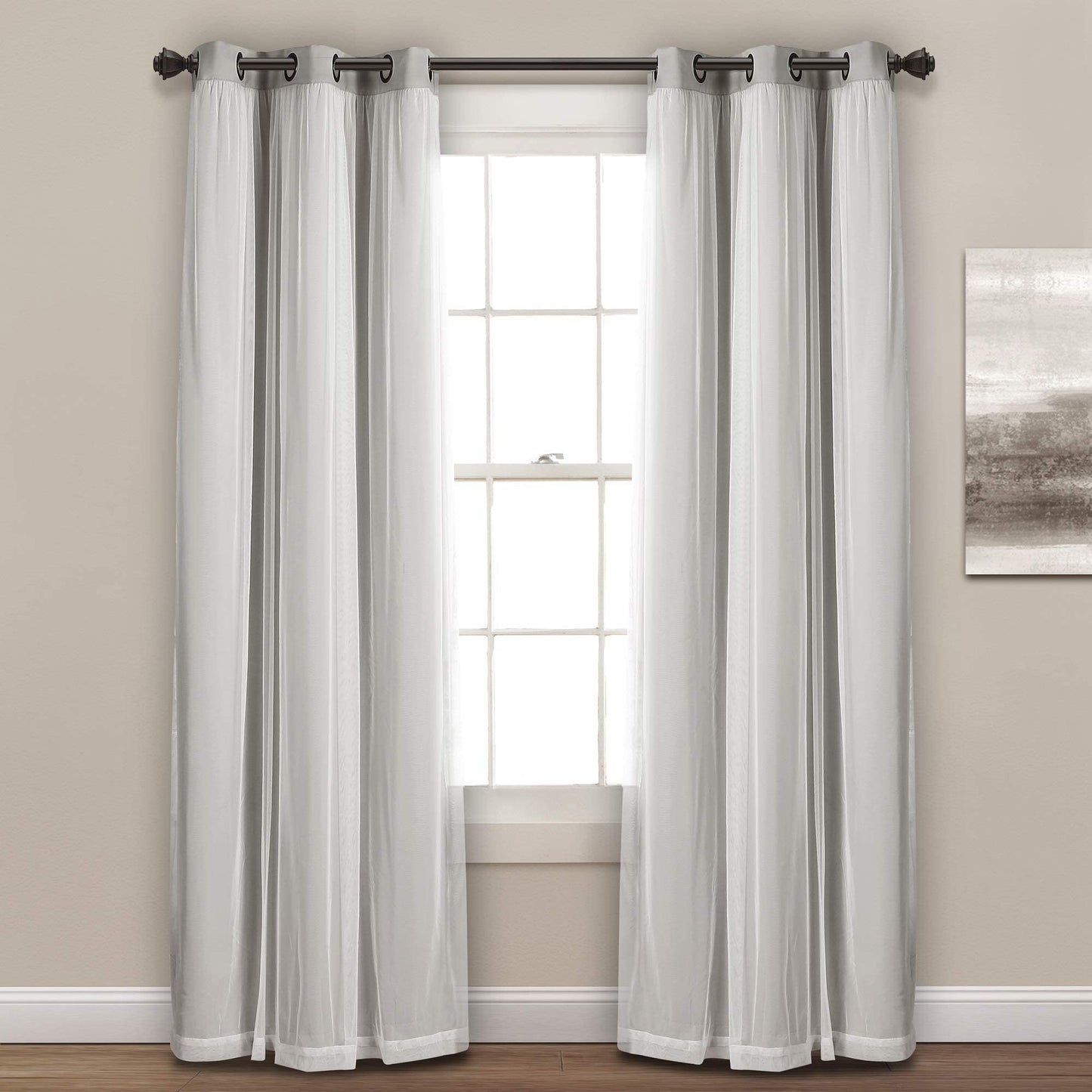 Voile Sheer Panel Pair with Insulated Blackout Room Dark,Rich steel Grommet, Set of 1 Panel