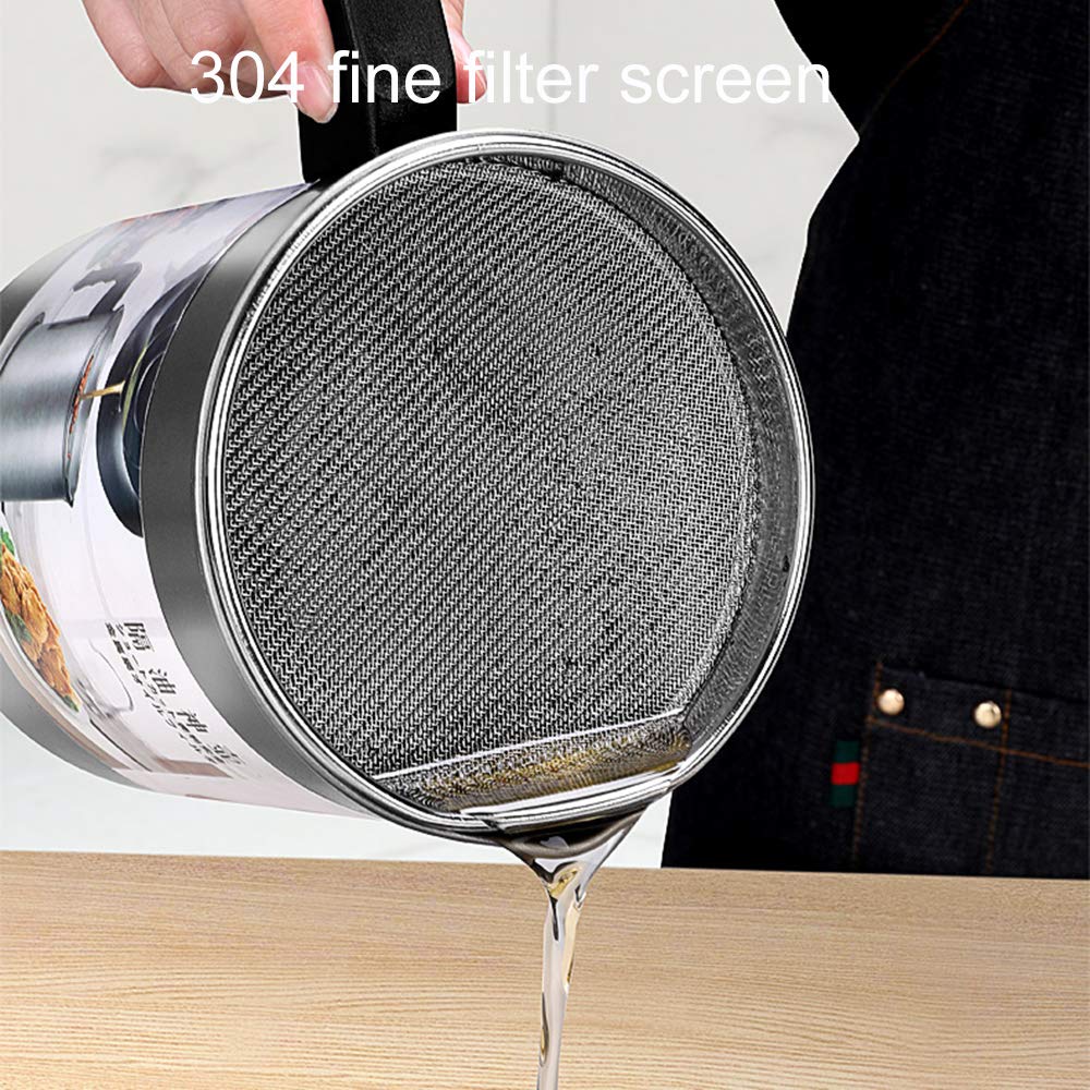 YAHUA LI Oil Strainer Pot Grease Can, Stainless, 1.7L, 6417