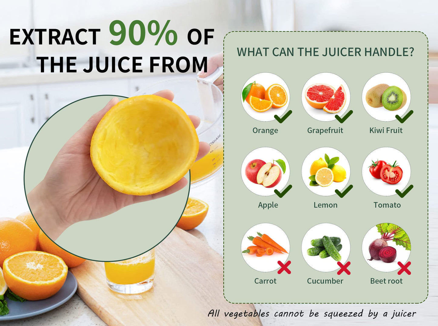 Migecon Citrus juicer, electric orange squeezer with powerful motor and usb charging cable, juicer extractor, lime juicer, suitable for orange, citrus, apple, grapefruit and pear.