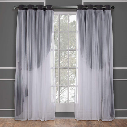 Voile Sheer Panel Pair with Insulated Blackout Room Dark,Rich steel Grommet, Set of 1 Panel