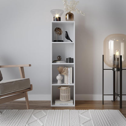 4-Tier Wooden Bookcase and Storage Display Shelving Unit, Classic Freestanding Design in a Clean White Finish, Versatile Organizer for Living Room, Bedroom or Office